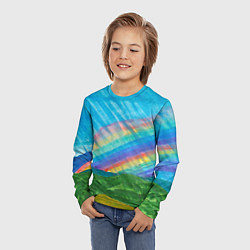 Лонгслив детский Летний дождь радуга, цвет: 3D-принт — фото 2
