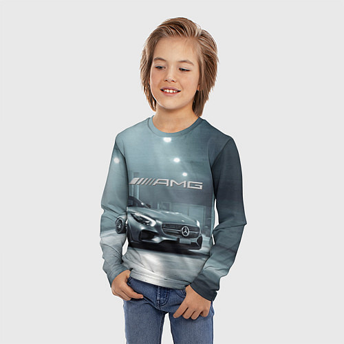 Детский лонгслив Mercedes AMG - Motorsport / 3D-принт – фото 3