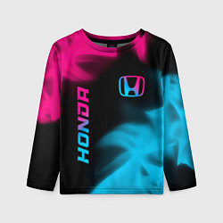 Лонгслив детский Honda - neon gradient: надпись, символ, цвет: 3D-принт