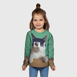 Лонгслив детский Мем с котом - голод, цвет: 3D-принт — фото 2