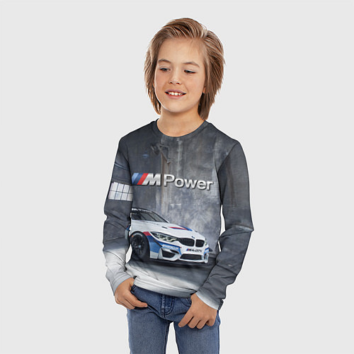 Детский лонгслив BMW M4 GT4 - racing team - motorsport / 3D-принт – фото 3