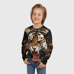 Лонгслив детский Оскал тигра, цвет: 3D-принт — фото 2