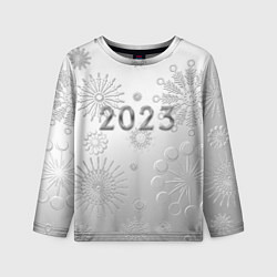 Лонгслив детский Новый год 2023 в снежинках, цвет: 3D-принт