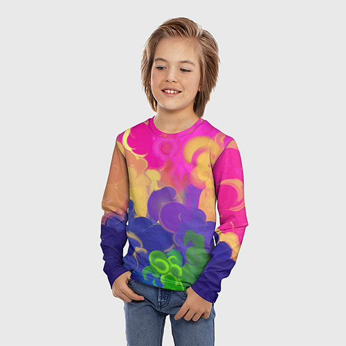 Детский лонгслив Разноцветный дым / 3D-принт – фото 3