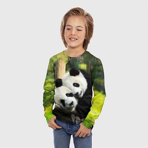 Детский лонгслив Влюблённые панды / 3D-принт – фото 3