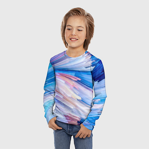 Детский лонгслив Красочные линии / 3D-принт – фото 3