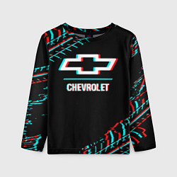 Лонгслив детский Значок Chevrolet в стиле glitch на темном фоне, цвет: 3D-принт