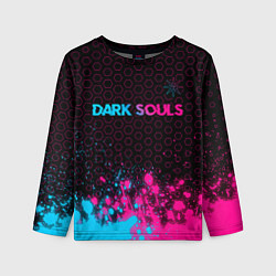 Лонгслив детский Dark Souls - neon gradient: символ сверху, цвет: 3D-принт