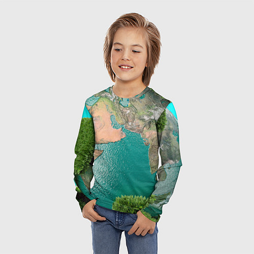 Детский лонгслив Карта Земли / 3D-принт – фото 3