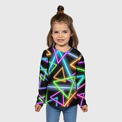 Лонгслив детский Неоновые треугольники - текстура, цвет: 3D-принт — фото 2