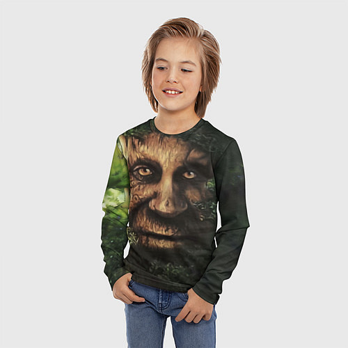 Детский лонгслив Дерево с лицом мем Мудрое дерево / 3D-принт – фото 3