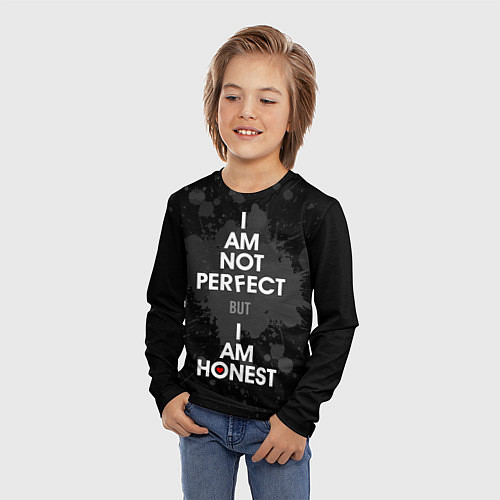 Детский лонгслив I am not perfect, but I am honest / 3D-принт – фото 3