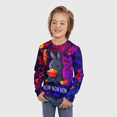 Детский лонгслив Кролик с мандаринами - Nom nom nom / 3D-принт – фото 3