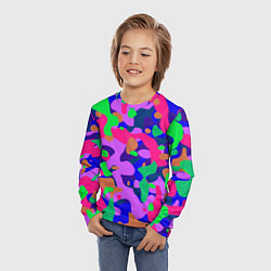 Лонгслив детский Абстракция в неоновых цветах, цвет: 3D-принт — фото 2
