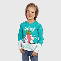 Лонгслив детский Зайчики с большой морковкой 2023, цвет: 3D-принт — фото 2