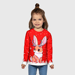 Лонгслив детский Кролик олень - кролик с рожками, цвет: 3D-принт — фото 2