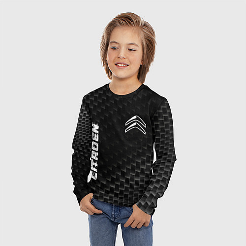 Детский лонгслив Citroen карбоновый фон / 3D-принт – фото 3