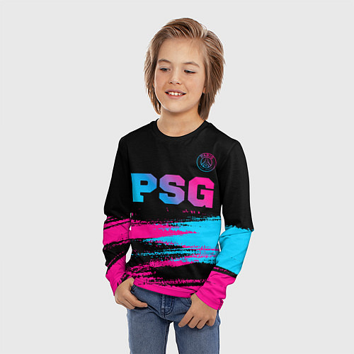 Детский лонгслив PSG - neon gradient: символ сверху / 3D-принт – фото 3