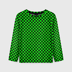 Лонгслив детский Зелёная шахматка - паттерн, цвет: 3D-принт