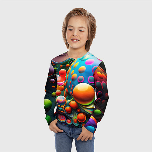 Детский лонгслив Абстрактные космические шары / 3D-принт – фото 3