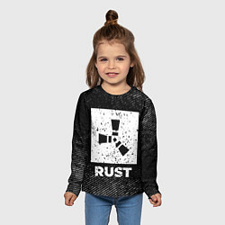 Лонгслив детский Rust с потертостями на темном фоне, цвет: 3D-принт — фото 2