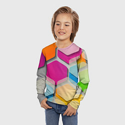 Лонгслив детский Абстрактные разноцветные геометрические фигуры, цвет: 3D-принт — фото 2