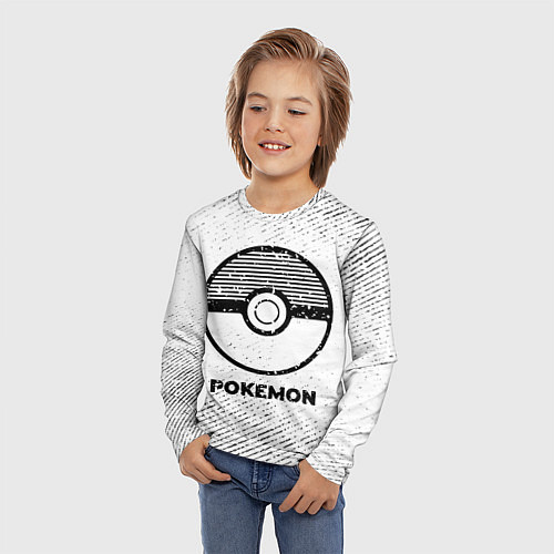 Детский лонгслив Pokemon с потертостями на светлом фоне / 3D-принт – фото 3