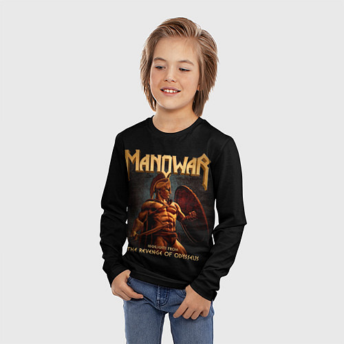 Детский лонгслив Manowar rock / 3D-принт – фото 3