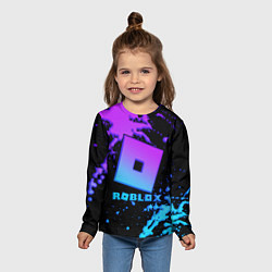 Лонгслив детский Roblox logo neon gradient, цвет: 3D-принт — фото 2