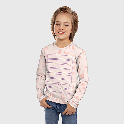 Детский лонгслив Поля по-вертикали с розовым фоном / 3D-принт – фото 3