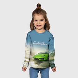 Лонгслив детский Ламборджини на берегу океана, цвет: 3D-принт — фото 2