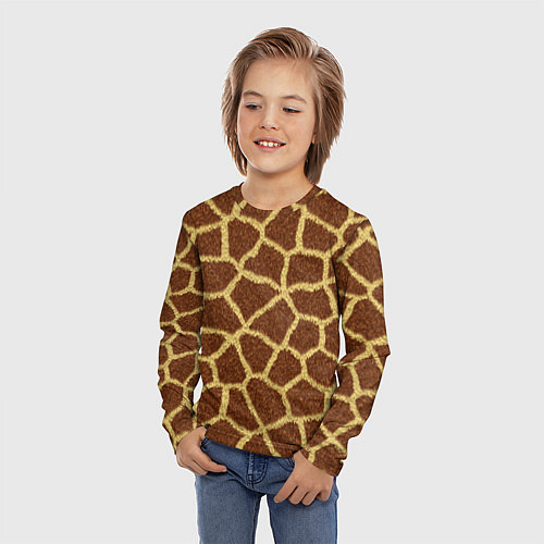 Детский лонгслив Текстура жирафа / 3D-принт – фото 3