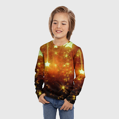 Детский лонгслив Золотистае звёзды / 3D-принт – фото 3