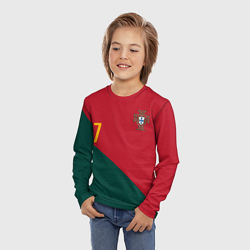 Детский лонгслив Роналду ЧМ 2022 сборная Португалии / 3D-принт – фото 3