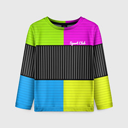 Лонгслив детский Лоскутный полосатый принт Арлекино, цвет: 3D-принт