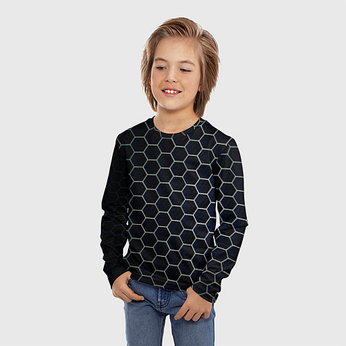 Детский лонгслив Шестиугольники / 3D-принт – фото 3
