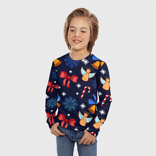 Детский лонгслив Новогодняя мелодия / 3D-принт – фото 3