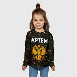 Лонгслив детский Артем и зологой герб РФ, цвет: 3D-принт — фото 2
