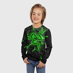 Лонгслив детский Razer neon logo, цвет: 3D-принт — фото 2
