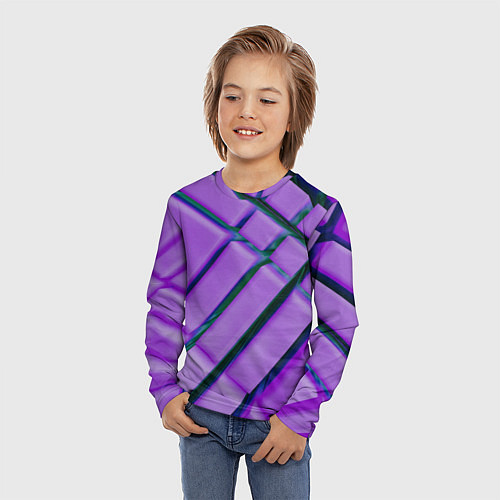 Детский лонгслив Фиолетовый фон и тёмные линии / 3D-принт – фото 3