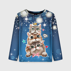 Лонгслив детский Кошачье трио, цвет: 3D-принт