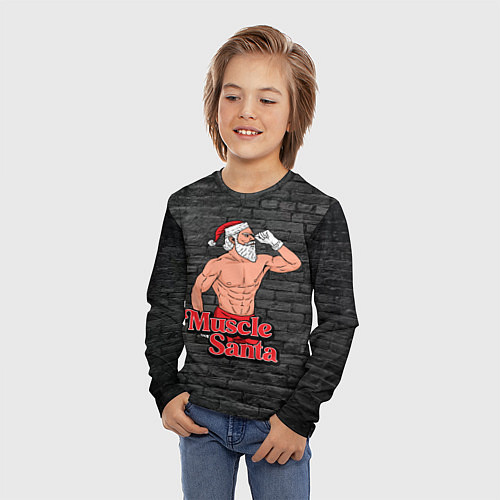 Детский лонгслив Muscle Santa / 3D-принт – фото 3