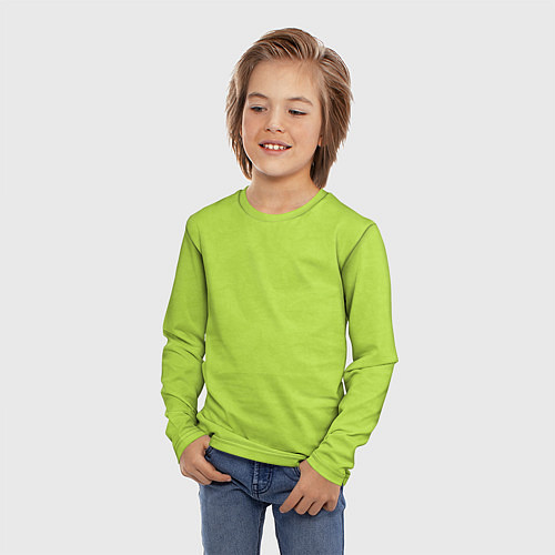 Детский лонгслив Текстурированный ярко зеленый салатовый / 3D-принт – фото 3