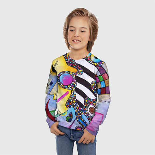 Детский лонгслив Василий Кандинский Абстрактная композиция / 3D-принт – фото 3