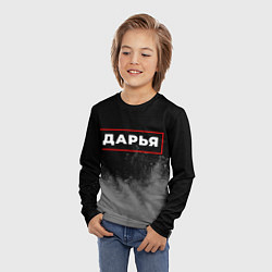 Лонгслив детский Дарья - в красной рамке на темном, цвет: 3D-принт — фото 2