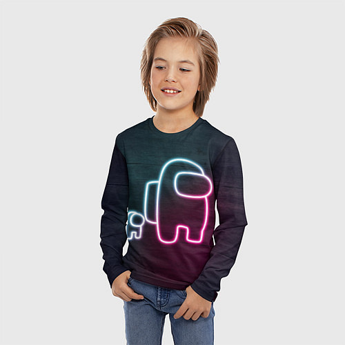 Детский лонгслив Неоновые маленький и большой члены экипажа / 3D-принт – фото 3