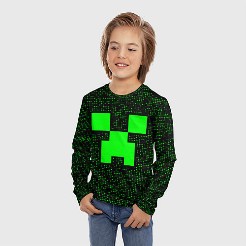 Детский лонгслив Minecraft green squares / 3D-принт – фото 3