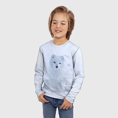 Детский лонгслив Белоснежный Песец / 3D-принт – фото 3