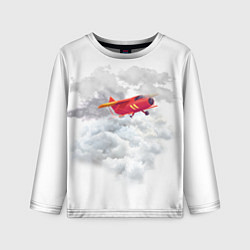 Лонгслив детский Самолёт в облаках, цвет: 3D-принт