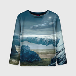Лонгслив детский Скалы, камни и космический корабль, цвет: 3D-принт